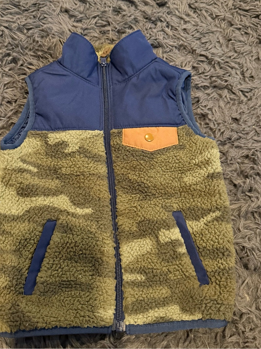 Carter's Olive Green & Navy Sherpa Vest